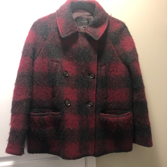 On & On checkered wool peacoat size: Free - Picture 1 of 4